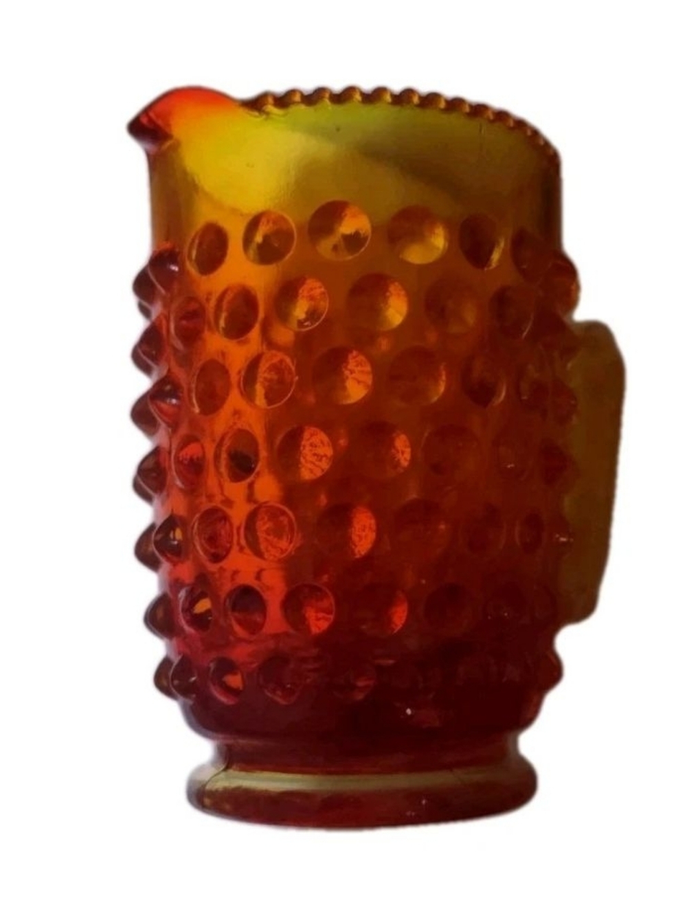 Fenton Amberina Red Orange Hobnail Mini 3" Creamer/Pitcher 1960s-70s EUC Vintage